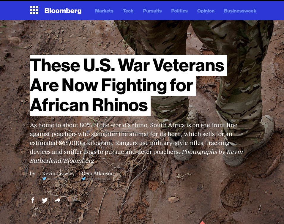 Bloomberg’s Outstanding Photo Essay on Vetpaw’s Operation Rhino Shield